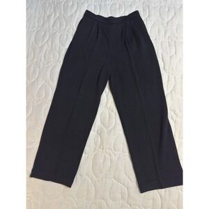 St. John Basics Pants Sz 6 Black Santana Knit Pleated Pull On Classic Pockets